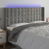 Image de vidaXL Tête de lit à LED Gris clair 183x16x118/128 cm Velours