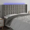 Image de vidaXL TÃªte de lit Ã  LED Gris clair 183x16x118/128 cm Velours