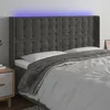 Image de vidaXL Tête de lit à LED Gris foncé 183x16x118/128 cm Velours
