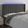 Image de vidaXL TÃªte de lit Ã  LED Gris foncÃ© 183x16x118/128 cm Velours