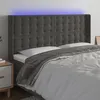 Image de vidaXL Tête de lit à LED Gris foncé 203x16x118/128 cm Velours