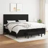 Image de vidaXL Sommier à lattes de lit avec matelas Noir 200x200 cm Tissu