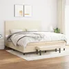 Image de vidaXL Sommier à lattes de lit avec matelas Crème 200x200 cm Tissu
