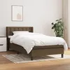 Image de Lit tapissier marron foncÃ©, tÃªte rÃ©glable, matelas ressorts, protÃ¨ge-matelas.