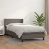 Image de vidaXL Sommier à lattes de lit avec matelas Gris 100x200 cm Similicuir