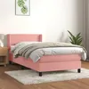 Image de vidaXL Sommier à lattes de lit avec matelas Rose 90x190 cm Velours
