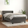 Image de vidaXL Sommier à lattes de lit et matelas Gris foncé 90x200 cm Velours