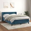 Image de vidaXL Sommier à lattes de lit et matelas Bleu foncé 140x190cm Velours