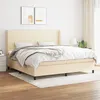 Image de vidaXL Sommier à lattes de lit avec matelas Crème 200x200 cm Tissu3131302