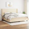 Image de vidaXL Lit Ã  sommier tapissier avec matelas CrÃ¨me 200x200 cm Tissu