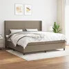 Image de vidaXL Sommier à lattes de lit avec matelas Taupe 200x200 cm Tissu