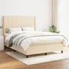 Image de vidaXL Sommier à lattes de lit avec matelas Crème 140x190 cm Tissu