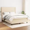 Image de vidaXL Sommier à lattes de lit avec matelas Crème 140x190 cm Tissu