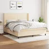 Image de vidaXL Sommier à lattes de lit avec matelas Crème 160x200 cm Tissu