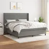 Image de vidaXL Sommier à lattes de lit avec matelas Gris foncé 180x200cm Tissu