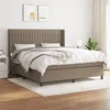 Image de vidaXL Sommier à lattes de lit avec matelas Taupe 180x200 cm Tissu