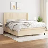 Image de vidaXL Lit à sommier tapissier avec matelas Crème 180x200 cm Tissu