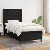 Image de vidaXL Sommier à lattes de lit avec matelas Noir 90x190 cm Tissu