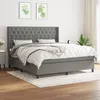Image de vidaXL Sommier à lattes de lit avec matelas Gris foncé 160x200cm Tissu