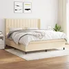 Image de vidaXL Sommier à lattes de lit avec matelas Crème 160x200 cm Tissu