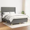 Image de vidaXL Sommier à lattes de lit avec matelas Gris foncé 140x200cm Tissu