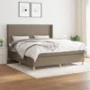 Image de vidaXL Sommier à lattes de lit avec matelas Taupe 180x200 cm Tissu