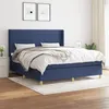 Image de vidaXL Sommier à lattes de lit avec matelas Bleu 180x200 cm Tissu