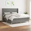 Image de vidaXL Sommier à lattes de lit avec matelas Gris foncé 180x200cm Tissu