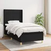 Image de vidaXL Sommier à lattes de lit avec matelas Noir 90x190 cm Tissu