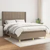 Image de vidaXL Sommier à lattes de lit avec matelas Taupe 140x190 cm Tissu