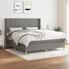 Image de vidaXL Sommier à lattes de lit avec matelas Gris foncé 160x200cm Tissu