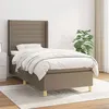 Image de vidaXL Sommier à lattes de lit avec matelas Taupe 90x200 cm Tissu