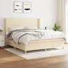 Image de vidaXL Sommier à lattes de lit avec matelas Crème 160x200 cm Tissu
