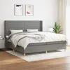 Image de vidaXL Sommier à lattes de lit avec matelas Gris foncé 200x200cm Tissu3132098