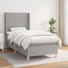 Image de Vidaxl Lit Ã  Sommier Tapissier Et Matelas Gris Clair 90x190 Cm Tissu