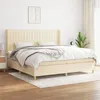 Image de vidaXL Sommier à lattes de lit avec matelas Crème 200x200 cm Tissu