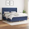 Image de vidaXL Lit à sommier tapissier avec matelas Bleu 180x200 cm Tissu