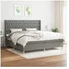 Image de Lit Ã  sommier tapissier avec matelas Gris foncÃ© 200x200cm Tissu