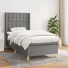 Image de vidaXL Lit à sommier tapissier avec matelas Gris foncé 90x200 cm Tissu