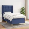 Image de vidaXL Sommier à lattes de lit avec matelas Bleu 100x200 cm Tissu