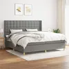 Image de vidaXL Sommier à lattes de lit avec matelas Gris foncé 200x200cm Tissu
