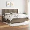 Image de vidaXL Sommier à lattes de lit avec matelas Taupe 200x200 cm Tissu