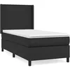 Image de vidaXL Vidaxl Lit À Sommier Tapissier Avec Matelas Noir 90x200 Cm Similicuir