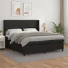 Image de vidaXL Sommier à lattes de lit avec matelas Noir 180x200 cm Similicuir