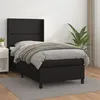 Image de vidaXL Sommier à lattes de lit avec matelas Noir 90x200 cm Similicuir
