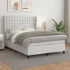 Image de vidaXL Lit à sommier tapissier avec matelas Blanc 140x190cm Similicuir