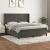 Image de vidaXL Sommier à lattes de lit et matelas Gris foncé 160x200cm Velours