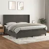 Image de vidaXL Sommier à lattes de lit et matelas Gris foncé 200x200cm Velours