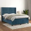 Image de vidaXL Lit Ã  sommier tapissier et matelas Bleu foncÃ© 140x190cm Velours