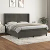 Image de vidaXL Vidaxl Lit À Sommier Tapissier Et Matelas Gris Foncé 160x200cm Velours
